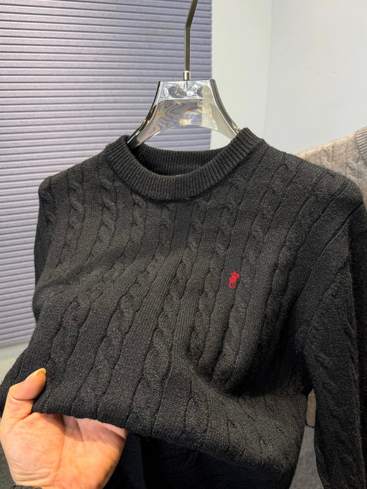 Maglione Stile Polo con Logo Ricamato