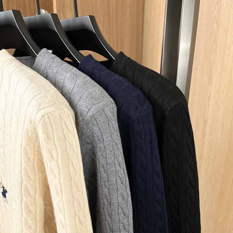 Maglione Stile Polo con Logo Ricamato