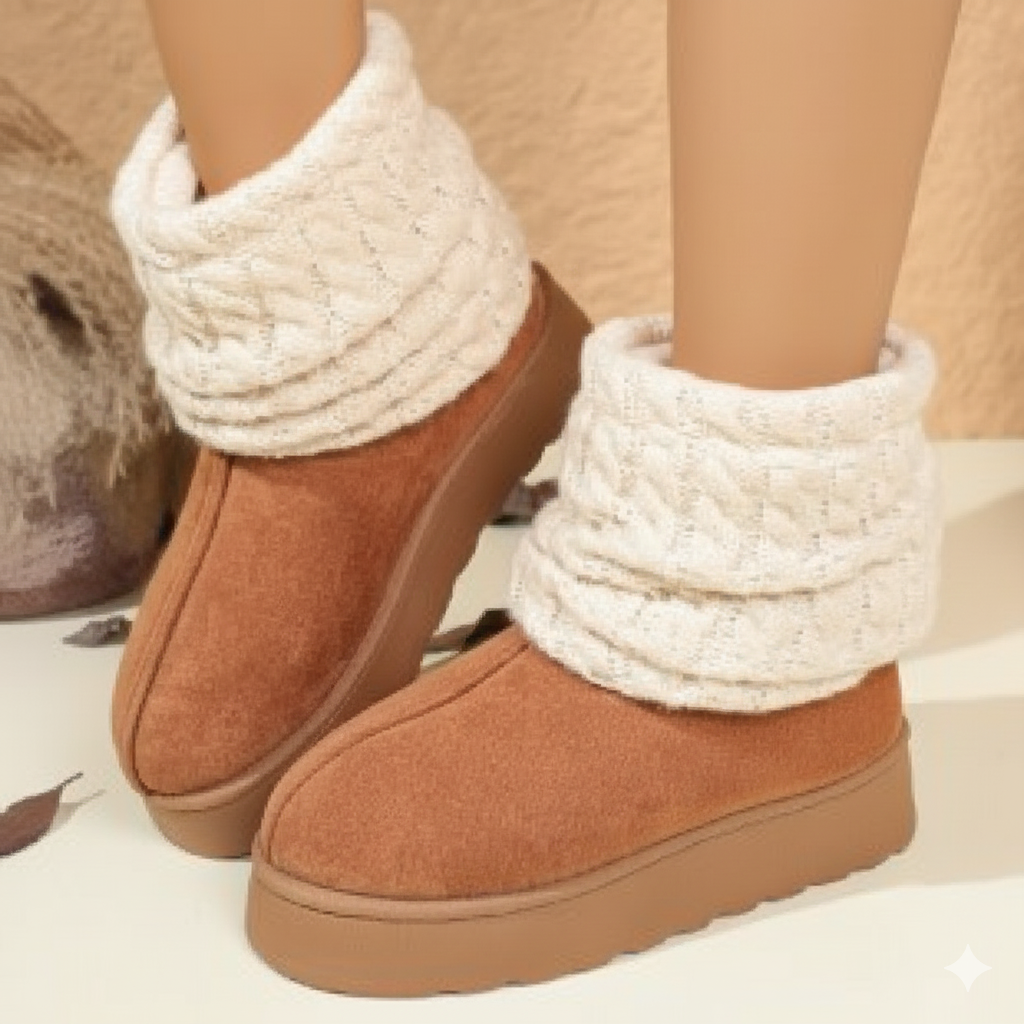 Stivaletti Invernali con Risvolto a Maglia