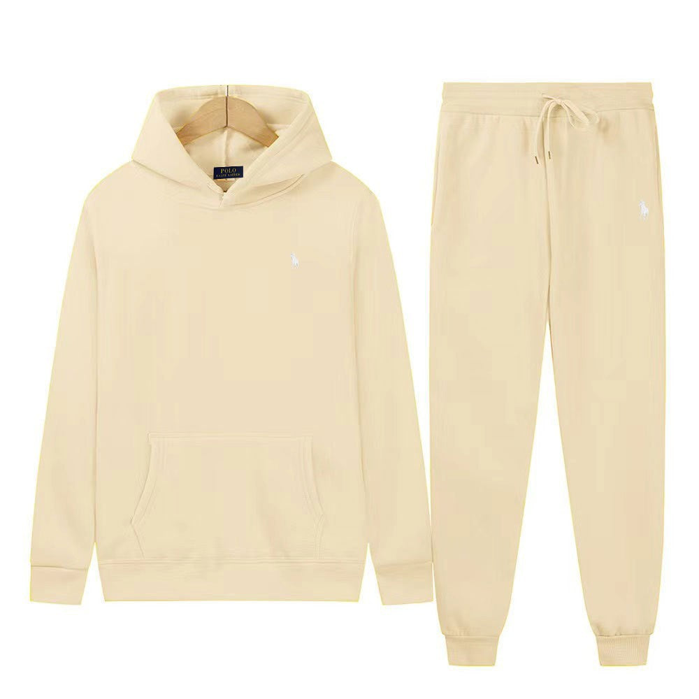 Set Casual Polo Felpa con Cappuccio e Pantaloni - Logo Ricamato